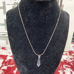 Vintage Korean Silver Tone Chain with a Crystal Pendant
